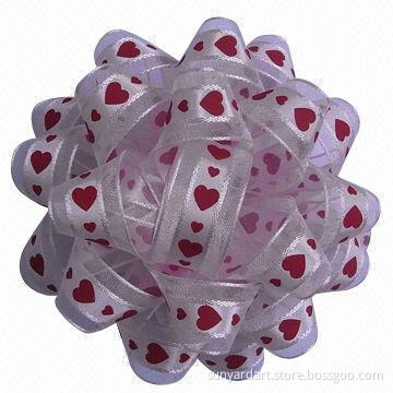 Valentine ribbon bow, 4 inches, with adhesive back